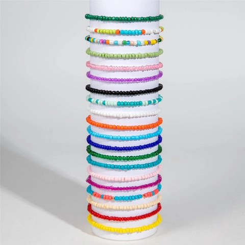 Bunte Perlen Fußkettchen Mehrlagig Böhmisch Sommer Strand Schmuck Elastisch Handgemacht Für Damen