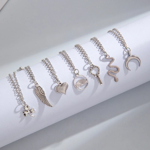 Boho Silber Legierung Fußkettchen Mit Herz Mond Schlange Böser Blick Buchstabe Feder Muschel Anhänger Für Frauen Mädchen Retro Schmuck