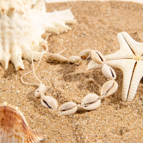 Tobillera De Concha Natural Bohemia Para Mujer Cuerda Trenzada Ajustable Joyería Minimalista De Vacaciones De Verano En La Playa
