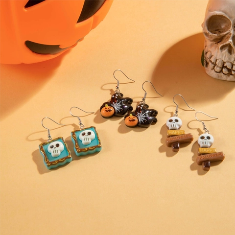 Halloween Ohrringe Acryl Lustig Gothic Totenkopf Kürbis Geist Hakenohrringe Frauen Feiertag Kostüm Party Dekoration