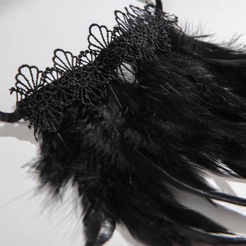 Gothic Lace Feather Bracelet Punk Retro Dark Nightclub Hand Accessory For Women Halloween Party Cosplay Stage Costume