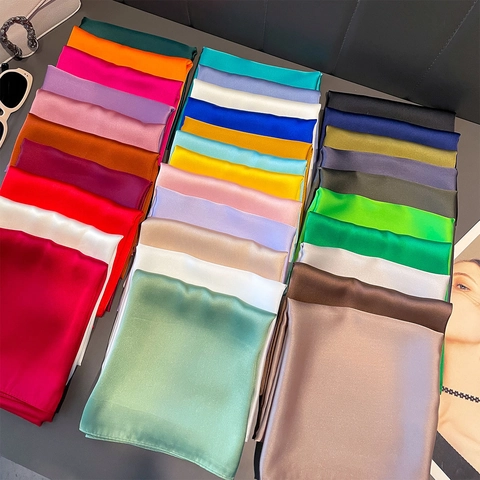 Satin Faux Satin Square Scarf Solid Color Elegant Minimalist Smooth Neck Wrap Bag Accessory Fashion For Women