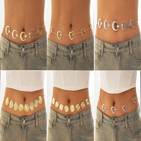 Bohemian Alloy Starfish Shell Body Chain Sexy Beach Vacation Waist Chain Gold Silver Metal Belt For Women Party Jewelry
