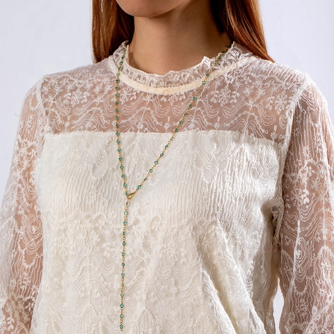 Collar Lariat en Forma de Y de Aleación Bohemia con Cuentas de Colores y Borla de Strass Joyería de Cadena Larga para Mujer