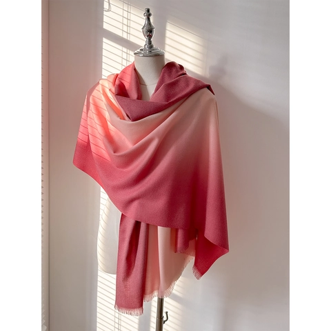 Gradient Imitation Cashmere Scarf Large Long Wrap Shawl With Tassels Soft Warm Winter Fashion Accessories For Women