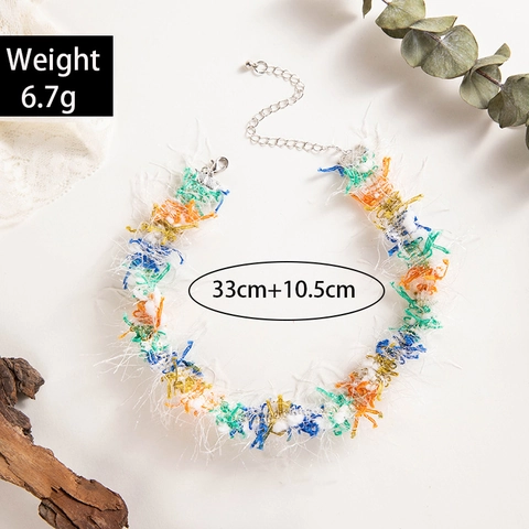 Handmade Bohemian Lace Woven Choker Necklace For Women Vintage Maillard Style Fabric Tassel Flower Bead Clavicle Chain Jewelry