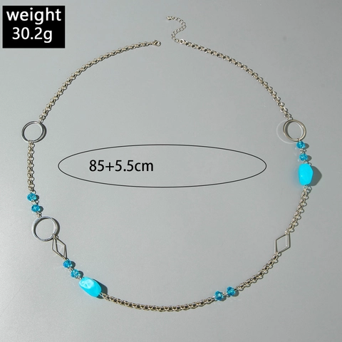 Bohemian Long Layered Beaded Sweater Chain Iron Alloy Resin Colorful Stone Necklace For Women Fashion Dopamine Jewelry Gift
