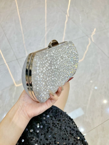 Evening Clutch Bag Faux Artificial Pearl Rhinestone Hard Shell Luxury Wedding Party Handbag With Detachable Chain Strap For Women