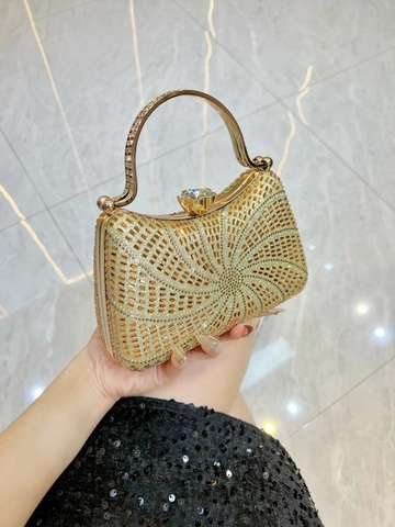 Sac de Soirée de Luxe en Strass Or Argent Noir Pochette Avec Poignée en Métal Chaîne pour Mariage Fête Femme