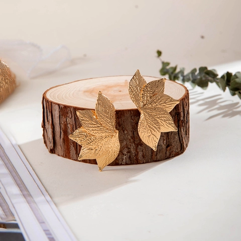 Gold Statement Ohrringe Legierung Künstliche Perle Übergroße Strukturierte Blatt Blume Schmetterling Fächer Formen Retro Schmuck Damen