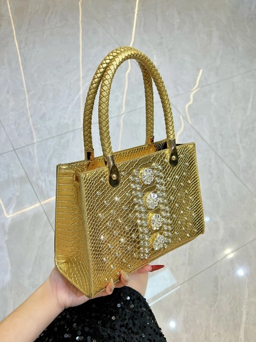 Borsa Da Sera Di Lusso Fiori Di Strass Motivo Serpente Pelle PU Borsa A Mano Manico Intrecciato Tracolla Donna Festa