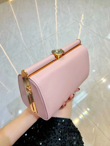 Bolso De Noche Clutch Mujer Cuero PU Hebilla Cristal Cadena Dorada Boda Fiesta Bolso De Mano Formal