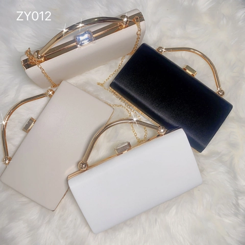 Elegante Borsa Da Sera Clutch In Pelle PU Con Manico In Metallo Chiusura Cristallo Tracolla Catena Per Matrimonio Festa Donna