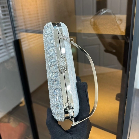Pochette Da Sera Con Strass Da Donna Borsa Luccicante Per Feste Matrimoni Con Chiusura Ad Anello E Catena Rimovibile