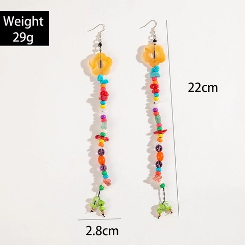 Orecchini Pendenti Con Nappe E Fiori Di Perline Colorate Stile Bohemien Lungo Etnico In Resina Per Donna