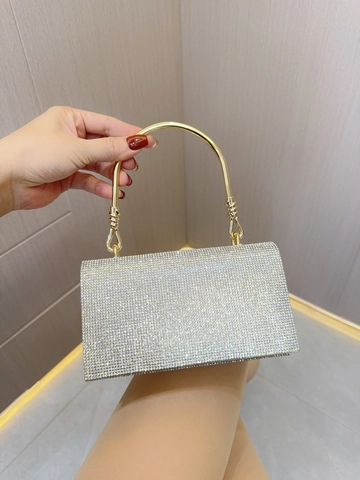Rhinestone Evening Bag Sparkling Wedding Clutch Handbag With Metal Ring Handle For Women Party Formal Event