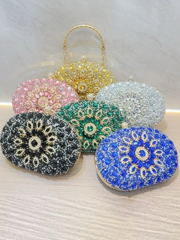 Luxurious Rhinestone Flower Evening Bag For Women Elegant Banquet Clutch Handbag With Metal Handle Party Wedding Purse