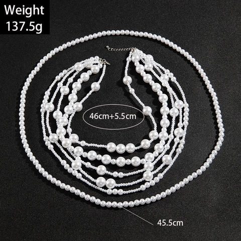 Collana Vintage Multistrato di Künstliche Perle di Imitazione per Donna Elegante Girocollo Geometrico in Perline Gioielli Lunghi per Matrimonio Festa