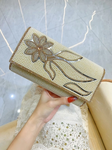 Elegante Borsa Da Sera Da Donna Con Künstliche Perle Sintetiche Strass Motivo Floreale Borsa A Mano Rigida Matrimonio Festa Accessorio Formale