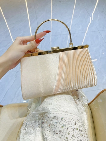 Borsa Da Sera Pieghettata Raso Metallo Manico Rotondo Clutch Donne Matrimonio Festa Borsa A Mano Formale Con Tracolla Catena