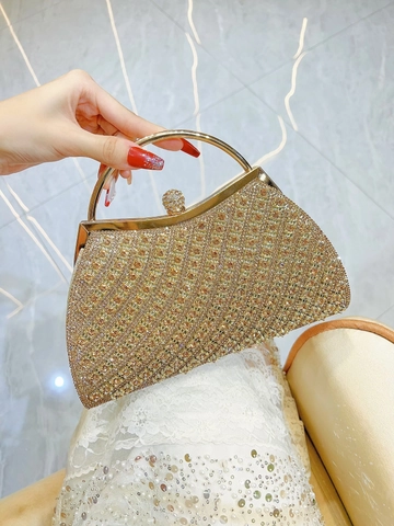 Bolso de Noche de Lujo con Diamantes de Imitación para Mujer Asa de Metal Correa de Cadena Desmontable Boda Fiesta