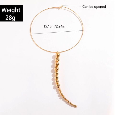 Collar Choker Dorado Punk Metal Torque Con Colgante De Cuentas De Aleación Degradadas Para Mujer Estilo Minimalista