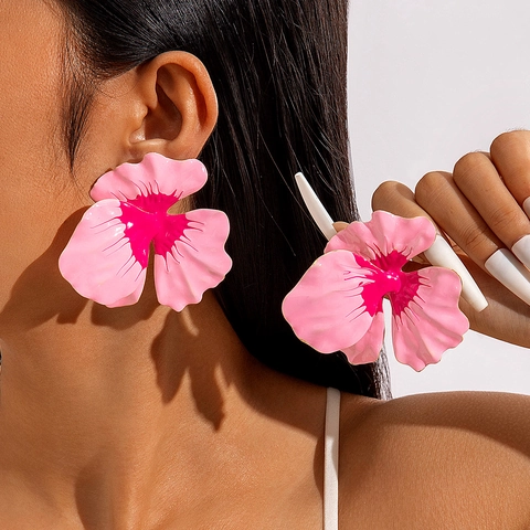 Orecchini A Lobo Con Petali Di Fiori Esagerati Con Perno In Ferro Smalto Colorato Floreale Gioielli Statement Donne Stile Dolce