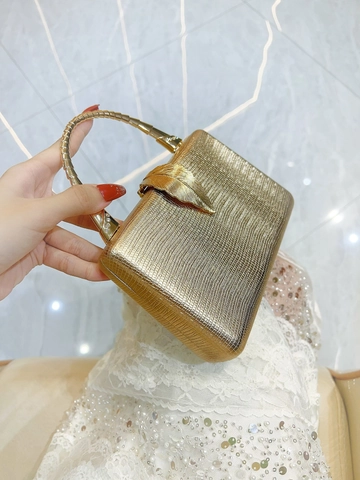 Luxury Evening Clutch Bag Snake Texture PU Hard Shell Gold Leaf Clasp Metal Handle Wedding Party Handbag For Women