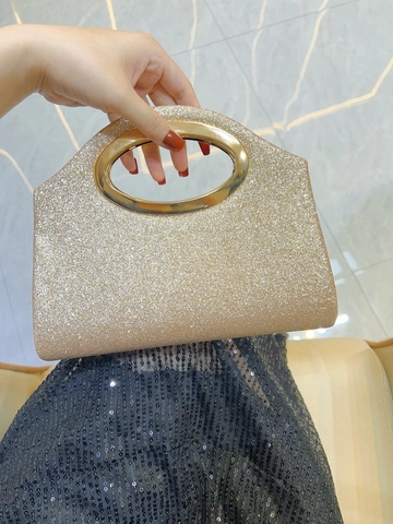 Luxe Pailletten Glitter Avondtas Voor Dames Met Ovaal Metalen Handvat En Kettingriem Modieuze Elegante Handtas Voor Bruiloft Feest