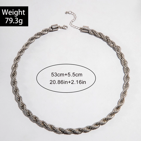 Grobe Twist Seilkette Halskette Regenbogen Strass Choker Für Frauen Vintage Punk Stil Verstellbar Eisen Legierung Schmuck