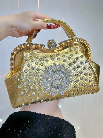 Luxus Abendtasche Strass Blume Große Kapazität PU Leder Clutch Handtasche Für Frauen Hochzeit Party Kettengurt