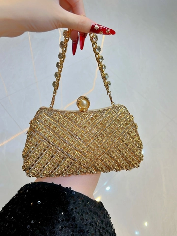 Elegante Borsa Da Sera Con Strass E Chiusura In Perla Artificial Catena Metallica Rimovibile Lusso Borsa Da Mano Per Feste E Matrimoni