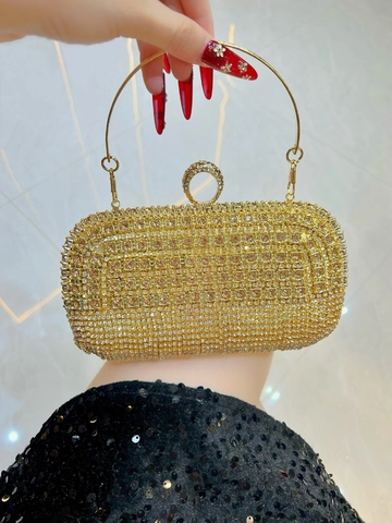 Luxury Rhinestone Evening Clutch Bag With Ring Handle Tassel Fringe Detachable Chain Strap For Wedding Party