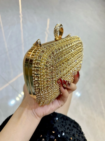 Luxury Rhinestone Evening Clutch Bag With Ring Handle Tassel Fringe Detachable Chain Strap For Wedding Party