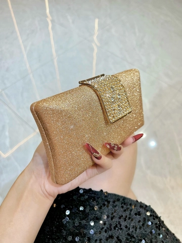 Glitter Sequin Evening Clutch Bag With Rhinestone Buckle Detachable Chain Strap For Party Wedding Banquet Women