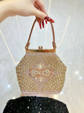 Borsa da Sera di Lusso con Strass da Donna Vintage Floreale Diamante Borsetta Con Catena Per Matrimonio Festa Banchetto Pochette