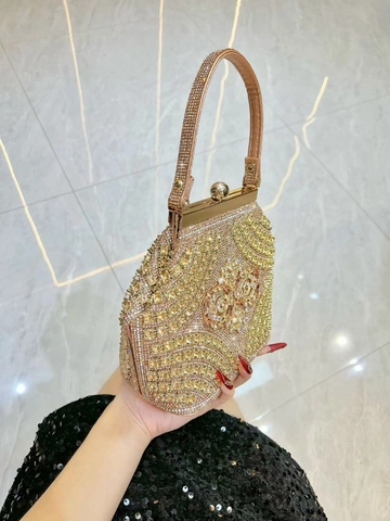 Borsa da Sera di Lusso con Strass da Donna Vintage Floreale Diamante Borsetta Con Catena Per Matrimonio Festa Banchetto Pochette