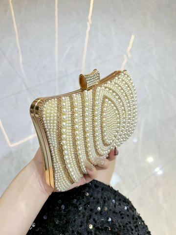 Luxury Evening Clutch Bag Faux Artificial Pearl Rhinestone Handbag With Ring Handle Detachable Chain Party Wedding For Women