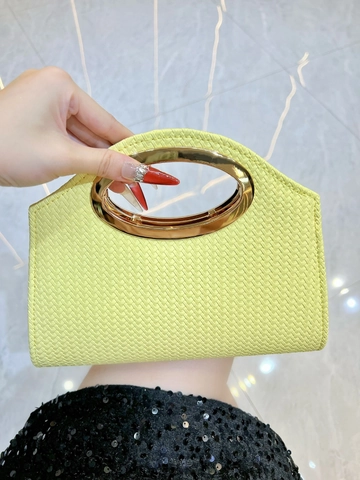 Damen Webstruktur Clutch Abendtasche Mit Ovalem Metallgriff Elegante Kette Schultertasche Für Hochzeit Party Dinner