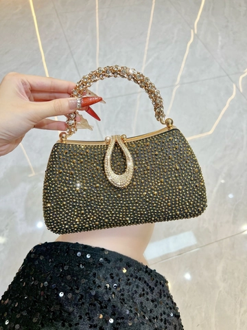 Luxe Strass Avondtas Voor Dames Met Metalen Handvat Afneembare Kettingriem Elegante Clutch Voor Bruiloft Feest Banket