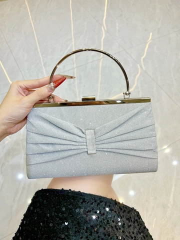 Bolso De Noche Brillante Con Asa Redonda De Metal Y Diseño De Lazo Plisado Para Mujeres Boda Fiesta Cena Bolso Elegante