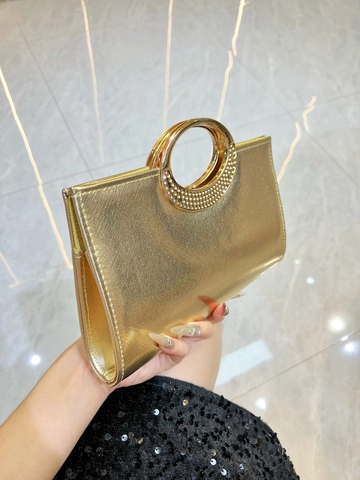 Strass Metallring Griff Abendtasche Saffiano PU Clutch Umhängetasche Handtasche Für Hochzeit Party Abendessen Damen Schmuck