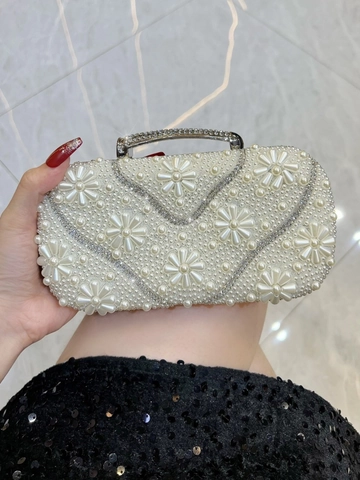 Damen Künstliche Perlen Abendtasche Luxuriöse Strass Blumen Handtasche Für Hochzeit Party Dinner Mit Kettenriemen