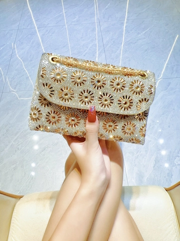 Borsa Da Sera Con Strass Pochette Di Lusso Con Motivo Floreale In Cristallo Per Feste E Matrimoni Con Tracolla A Catena