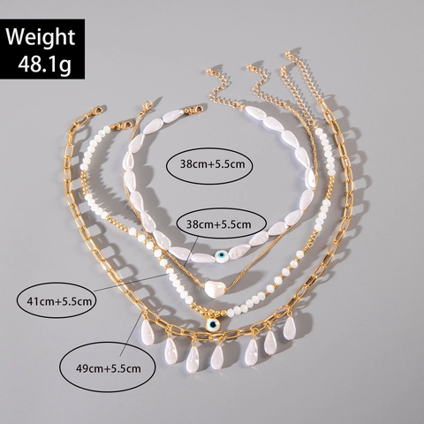 Collana Multistrato Boquien Lega Perla Artificial Sintetica Occhio Del Male Ciondolo Cuore Gioielli Vintage Per Donna