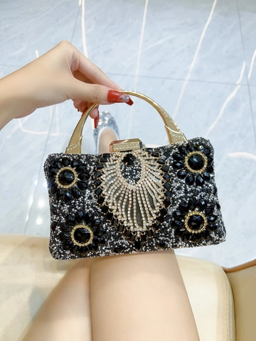 Borsa Da Sera Di Lusso Con Strass Donna Fatta A Mano Floreale Pochette Con Manico In Metallo E Tracolla A Catena Per Festa
