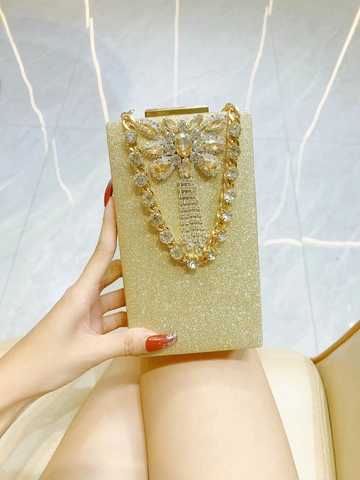 Borsa Da Sera Farfalla Con Strass Da Donna Pochette Rigida Glitterata Borsa Da Cerimonia Matrimonio Con Catena Metallica