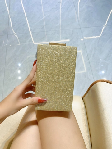 Bolso De Noche Con Lentejuelas Clutch Rígido Rectangular Para Banquetes Y Fiestas Con Cadena Desmontable Para Mujer