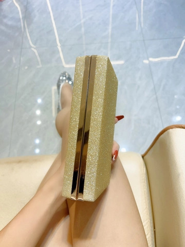 Bolso De Noche Con Lentejuelas Clutch Rígido Rectangular Para Banquetes Y Fiestas Con Cadena Desmontable Para Mujer
