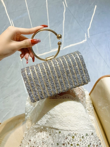 Sac De Soirée Élégant Avec Strass Pochette Brillante Avec Poignée Métallique Circulaire Pour Femme Mariage Fête Bal